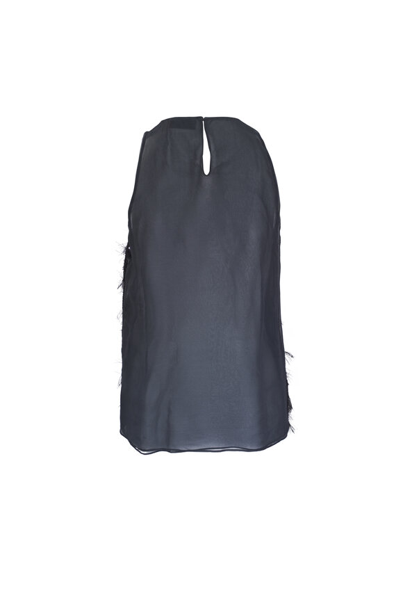 Brunello Cucinelli Dark Gray Sequin Organza Tank - view 4