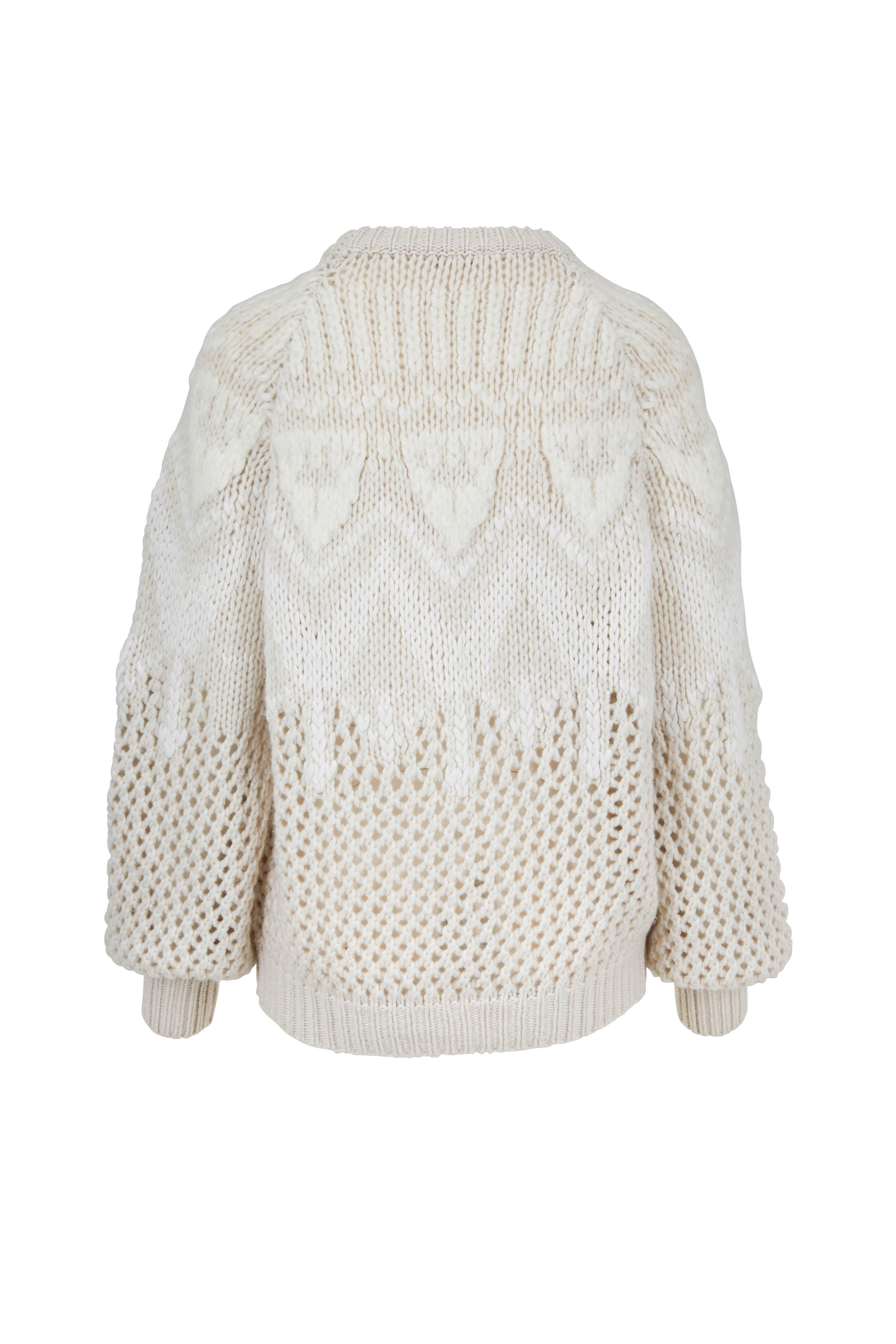 Brunello Cucinelli - White Cashmere Hand Knit Intarsia Sweater