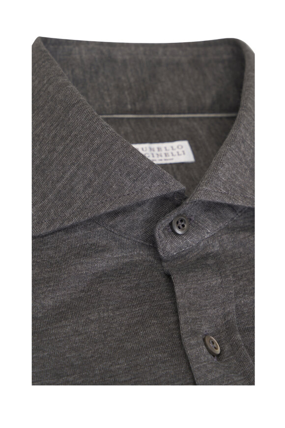 Brunello Cucinelli Gray Jersey Knit Sport Shirt - view 2