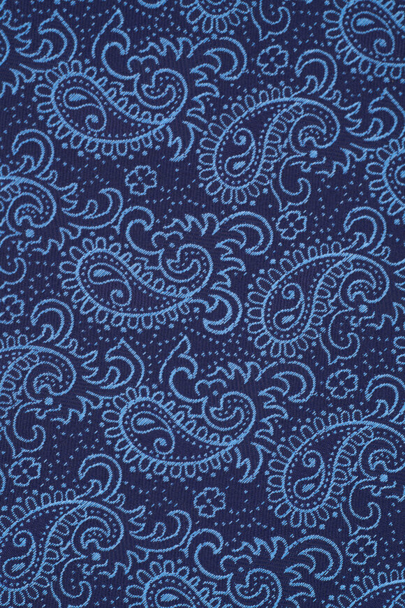 Eton - Dark Blue Paisley Print Silk Necktie