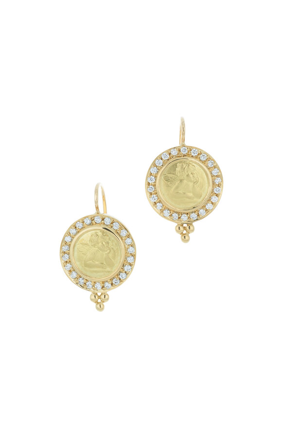 Temple St. Clair - 18K Yellow Gold Pavé Diamond Angel Earrings