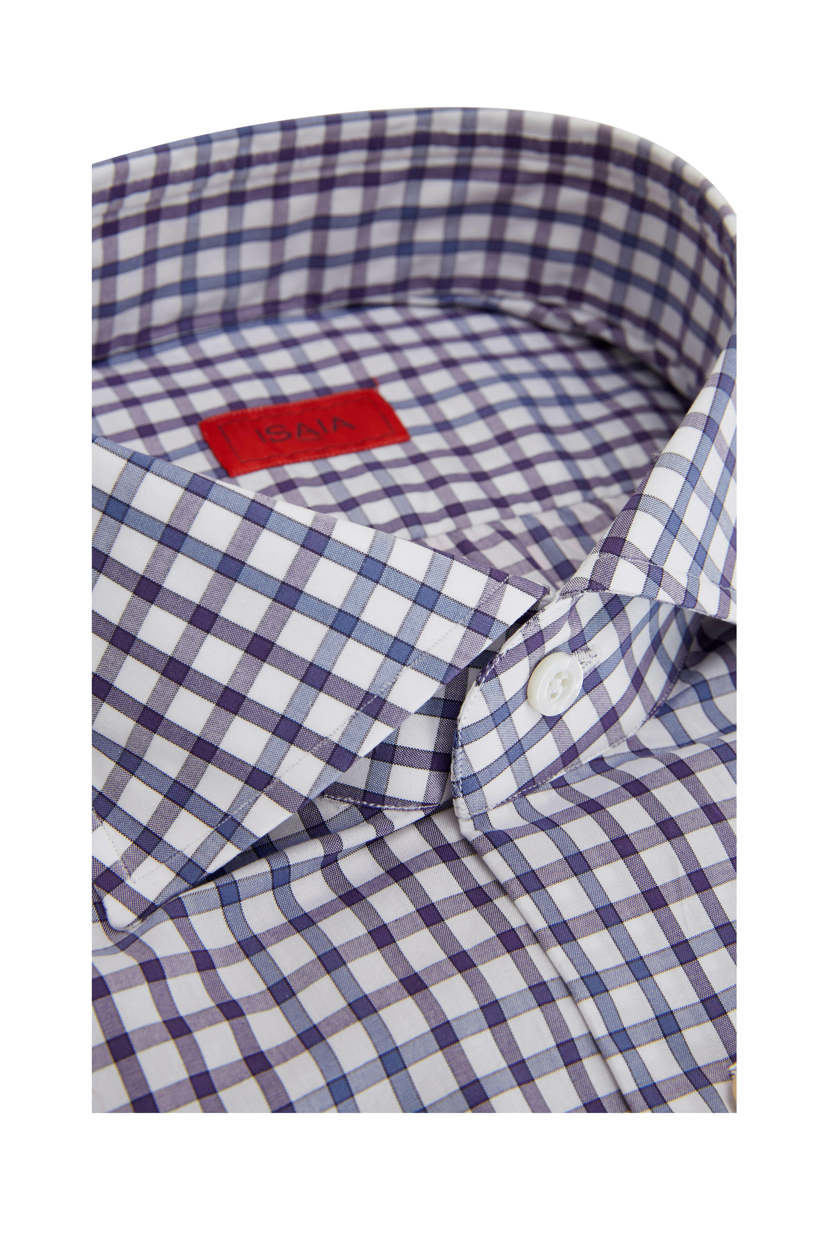 Isaia - Navy & White Check Sport Shirt