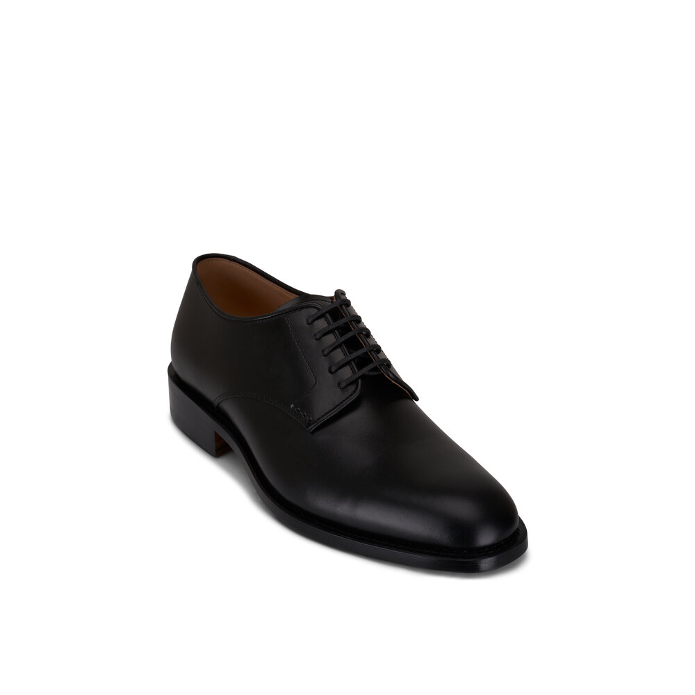 New Aralia men's Derby in glossy black leather with leather sole