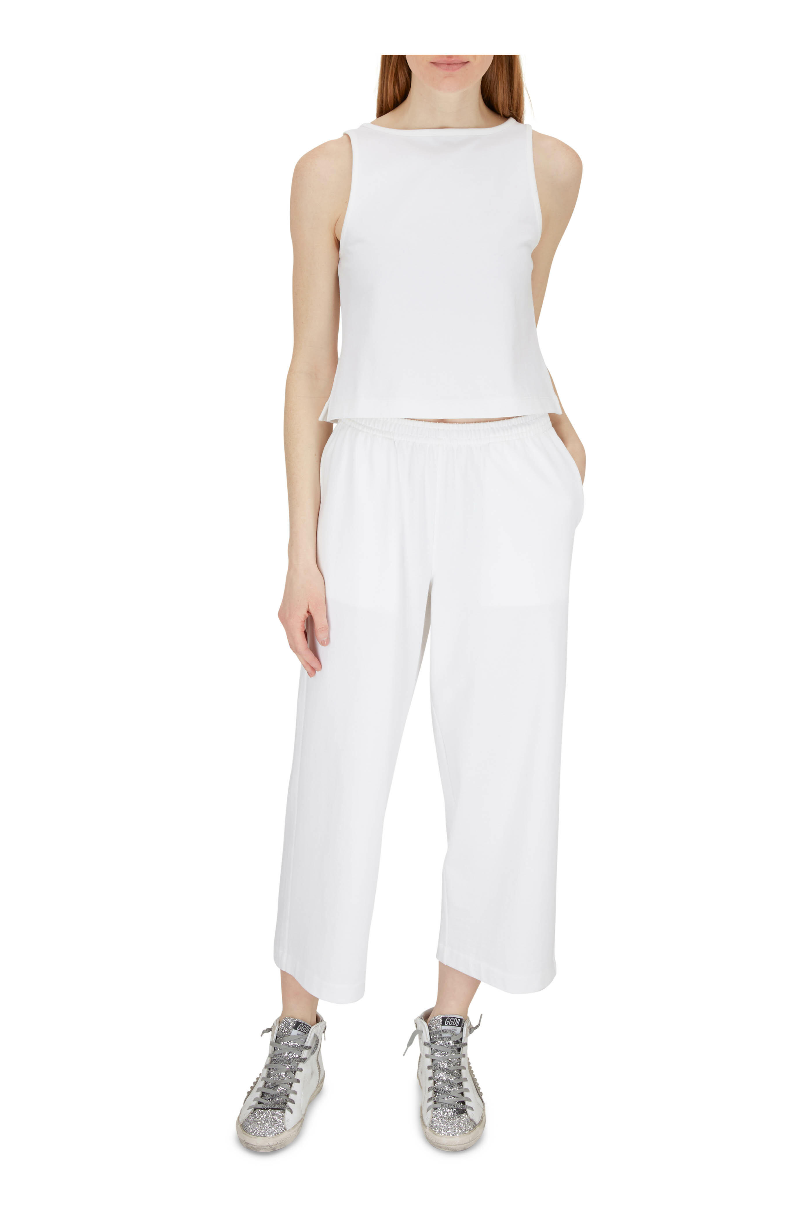 Golden Goose - Hi Star Slide White Leather & Silver Studs