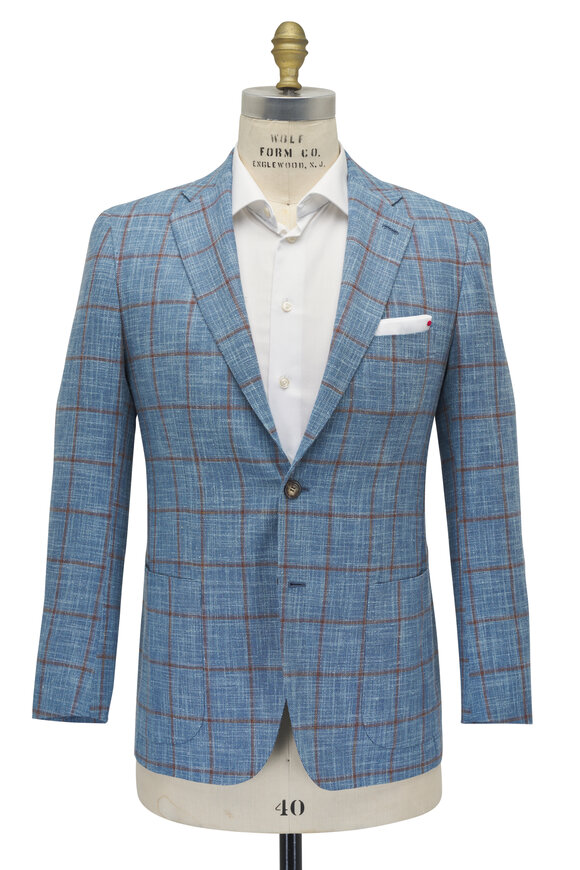 Kiton - Slate & Red Windowpane Sportcoat