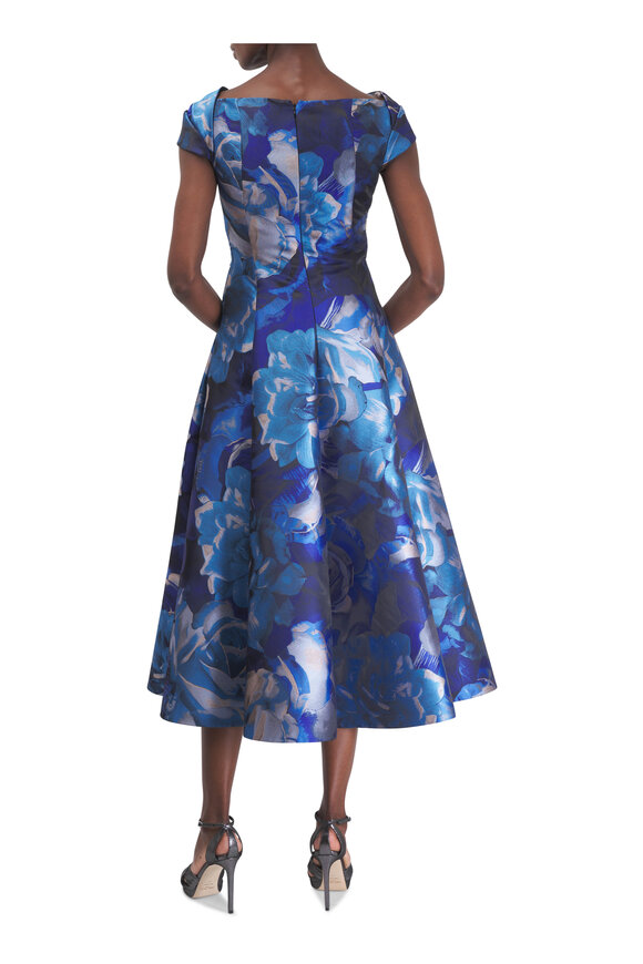 Talbot Runhof Blue Rose Jacquard Midi Dress - view 3