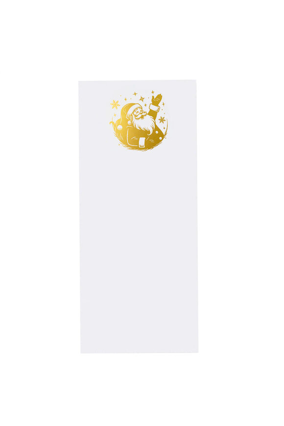 Black Ink Long Skinny Gold Foil Santa Notepad