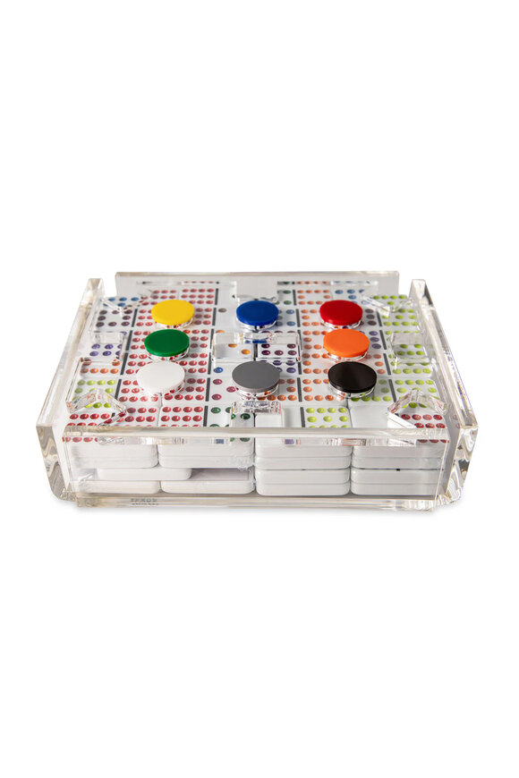 Luxe Dominoes Clear Mexican Train Dominoes Set