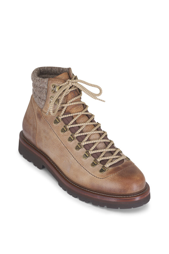 Brunello Cucinelli Chestnut Leather Hiking Boot - view 1