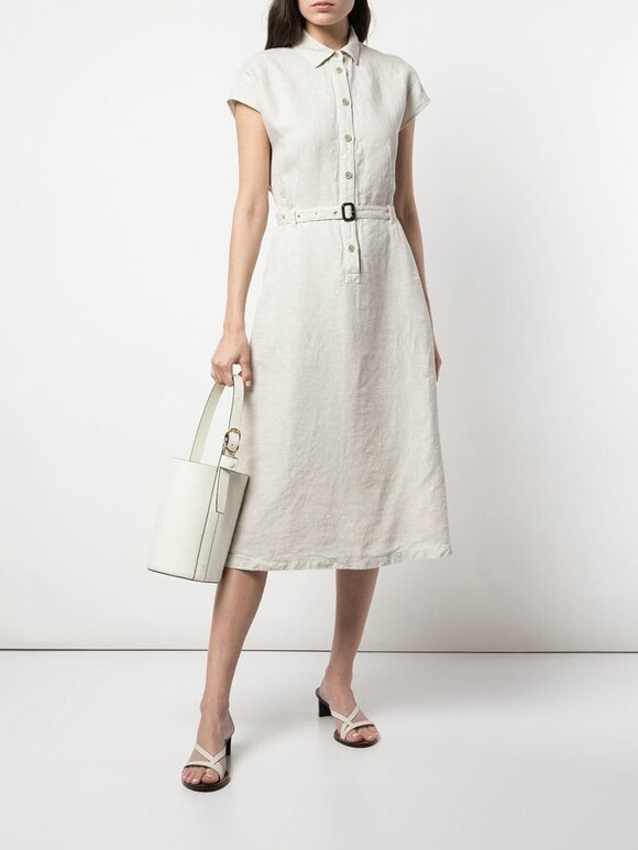 Aspesi - Beige Linen Cap-Sleeve Belted Dress