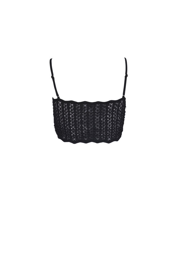 Saint Laurent - Black Pointelle Knit Crop Top