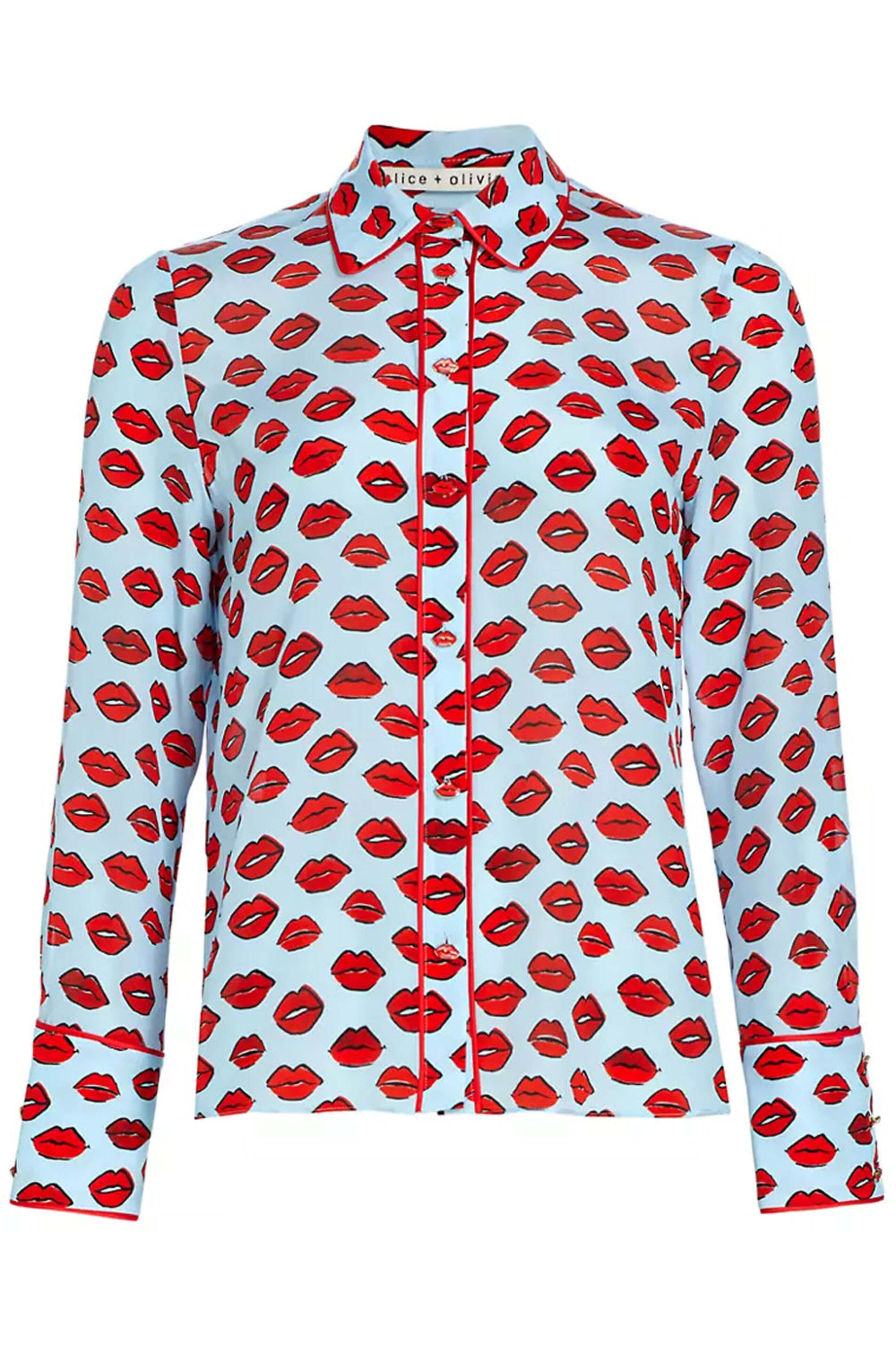 Alice & Olivia - Kiss Kiss Blue Willa Button Up Shirt