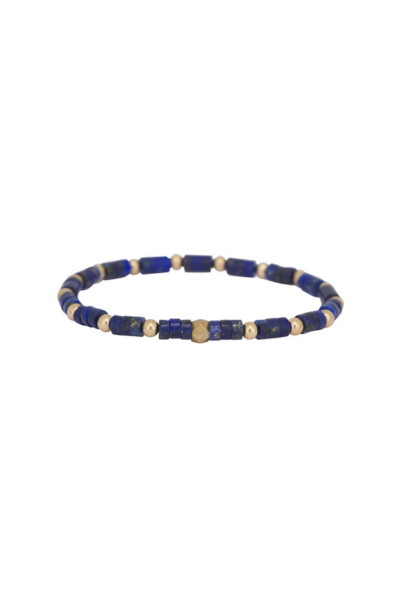 Cristina V. Lapis Barrel Bracelet with Gold Balls