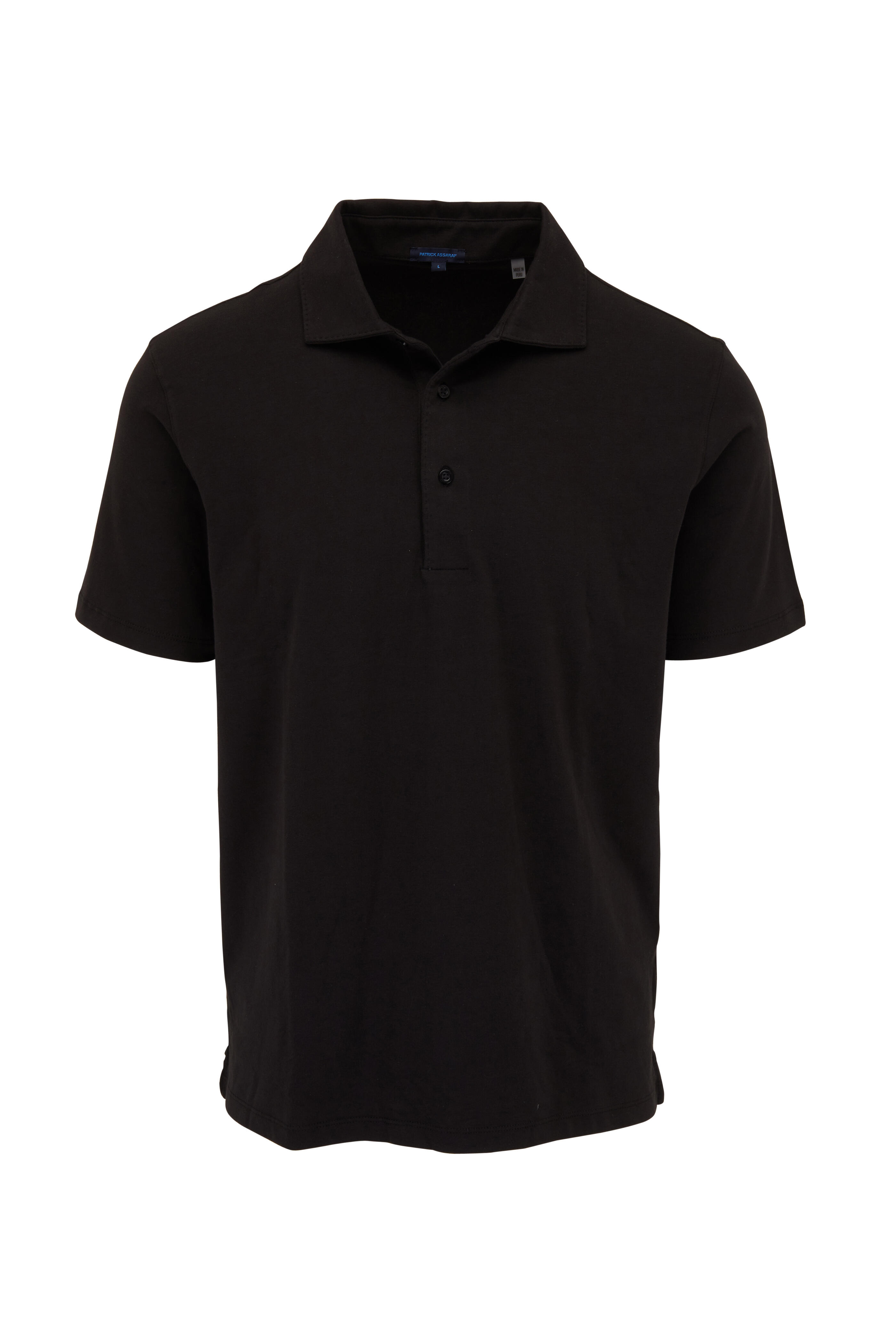 Patrick Assaraf - Black Short Sleeve Stretch Polo