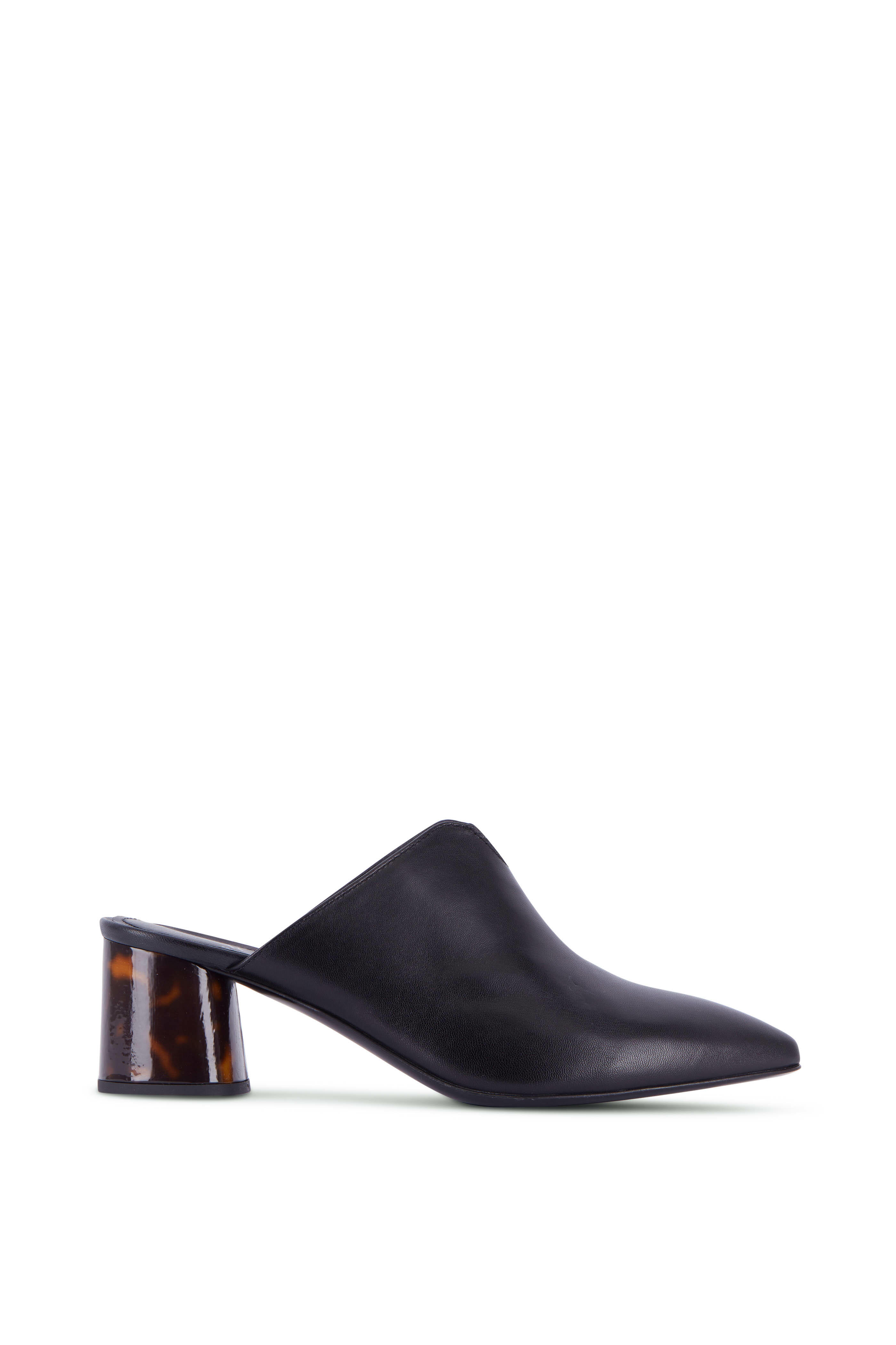 AGL Seleny Black Leather Tortoise Heel Mule 50mm