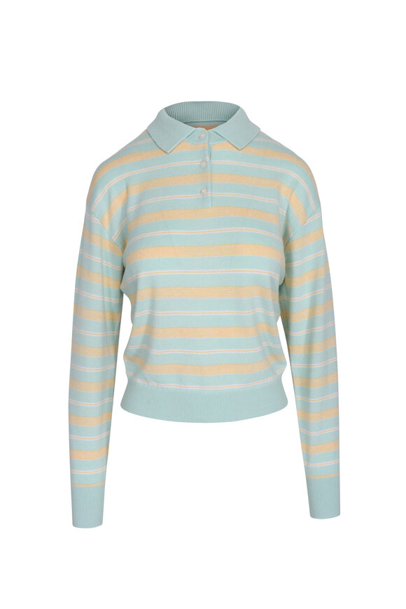 Guest in Residence Collegiate Seaglass Stripe Polo Shirt