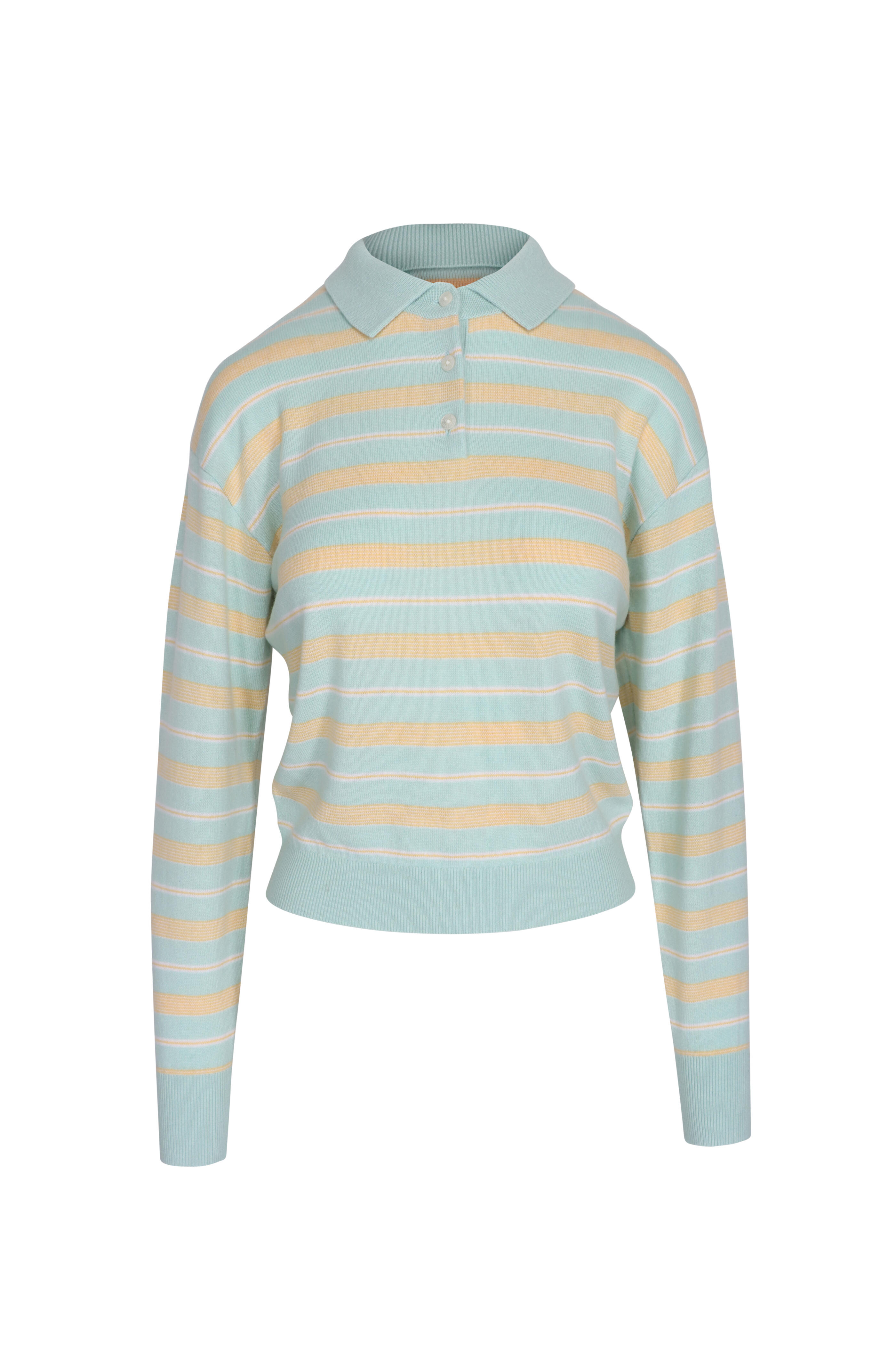 Guest in Residence - Collegiate Seaglass Stripe Polo Shirt
