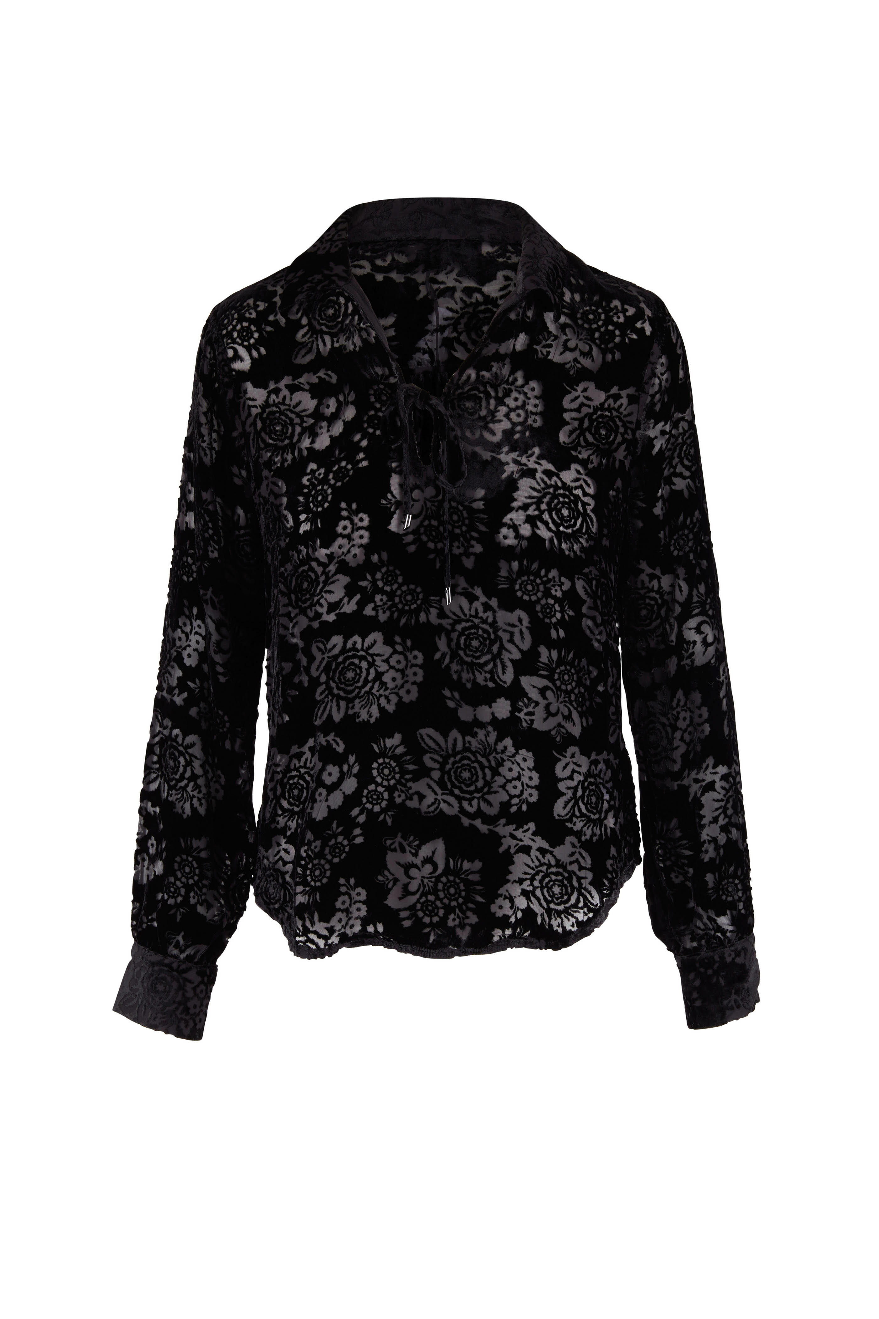 Paige - Ivonne Black Velvet Burn Out Top | Mitchell Stores