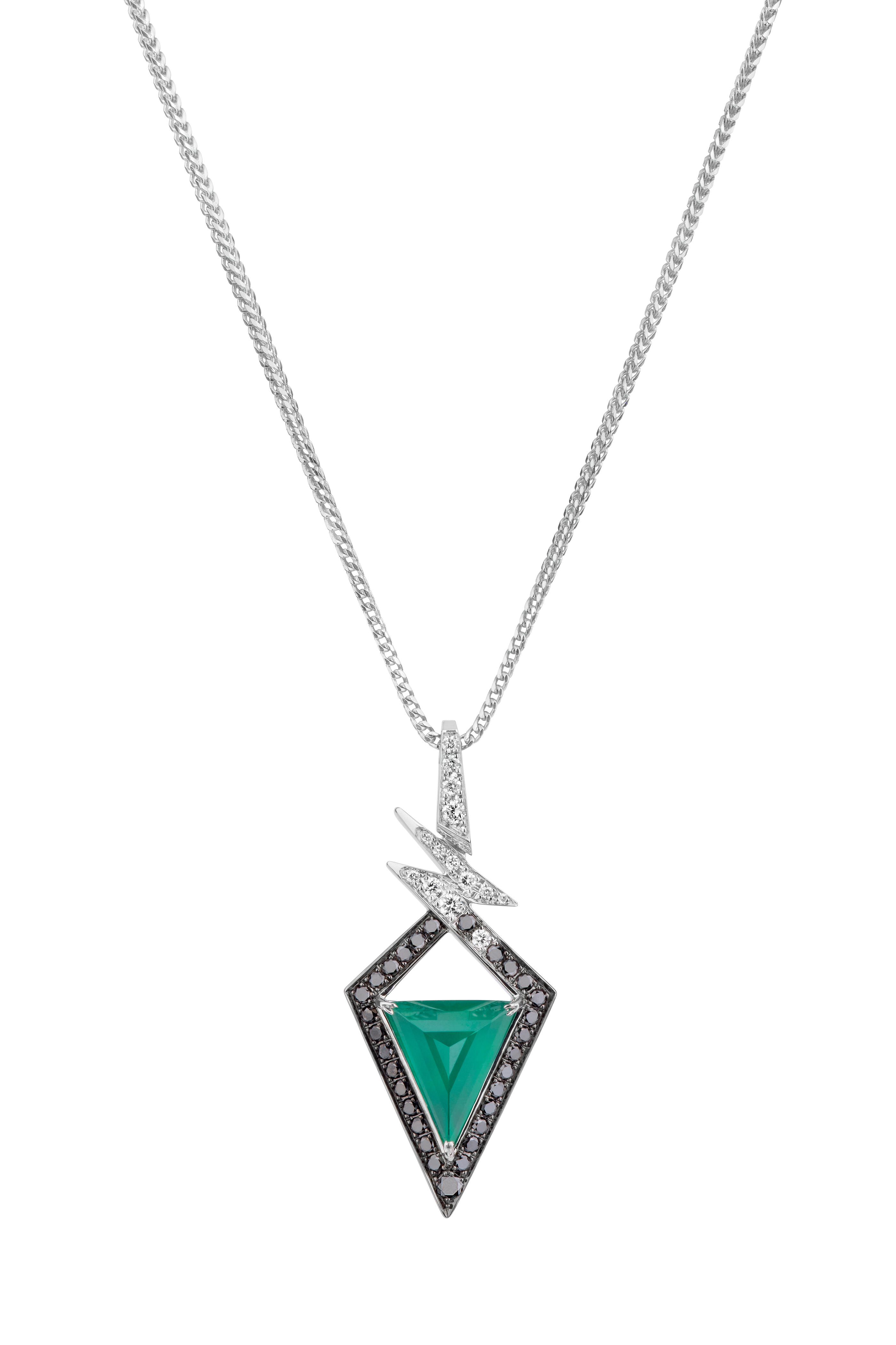 Stephen Webster - 18K White Gold Agate & Diamond Bolt Necklace