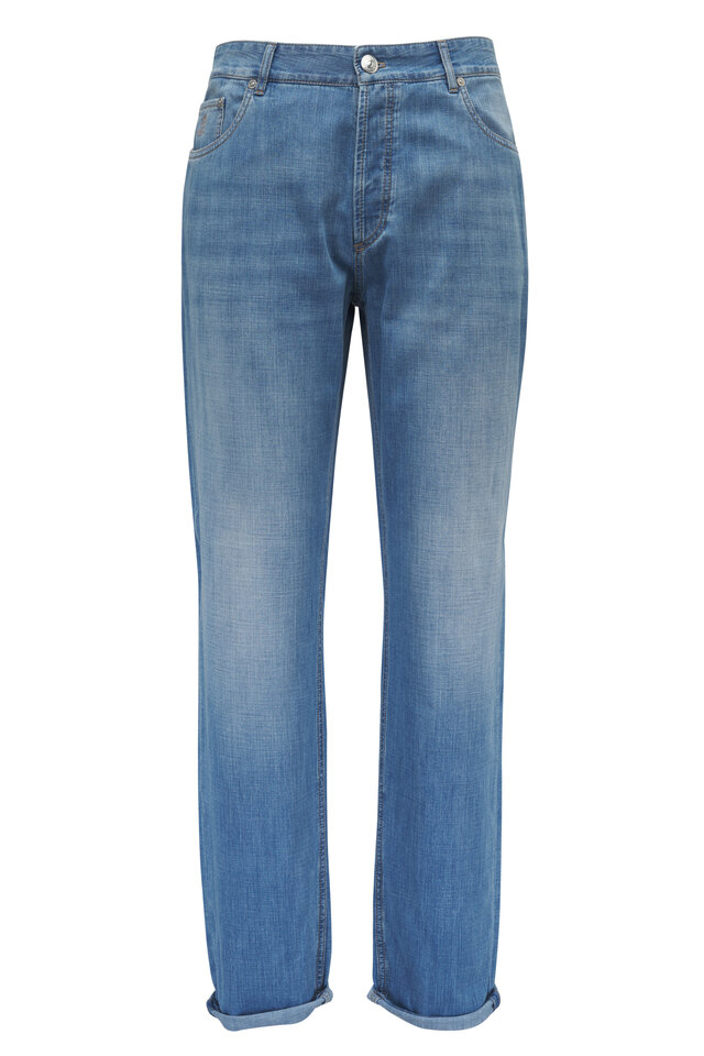 Kiton - Light Khaki Stretch Denim Five Pocket Pant