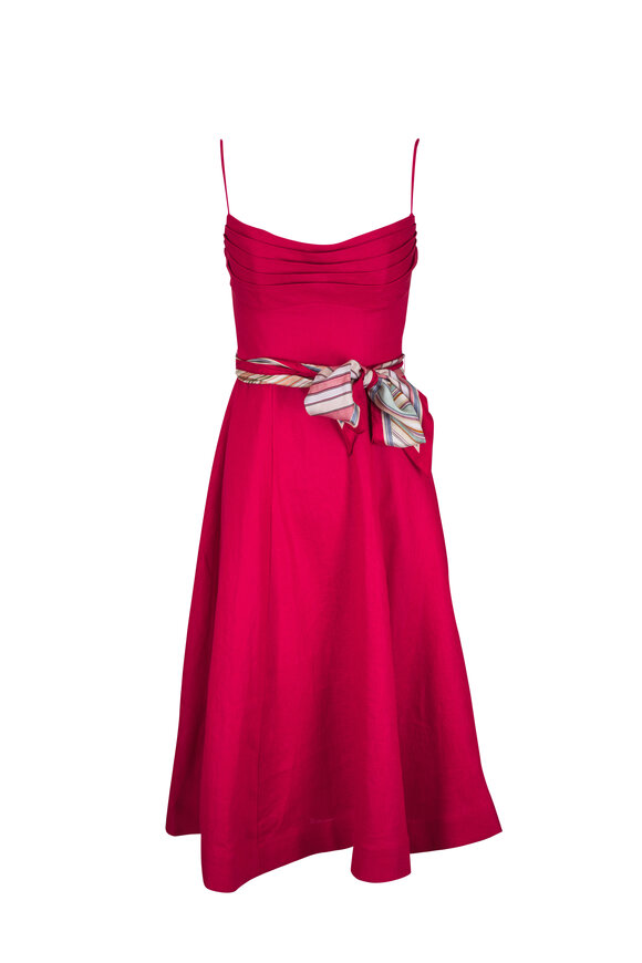 Zimmermann Rebellion Red Tuck Midi Dress