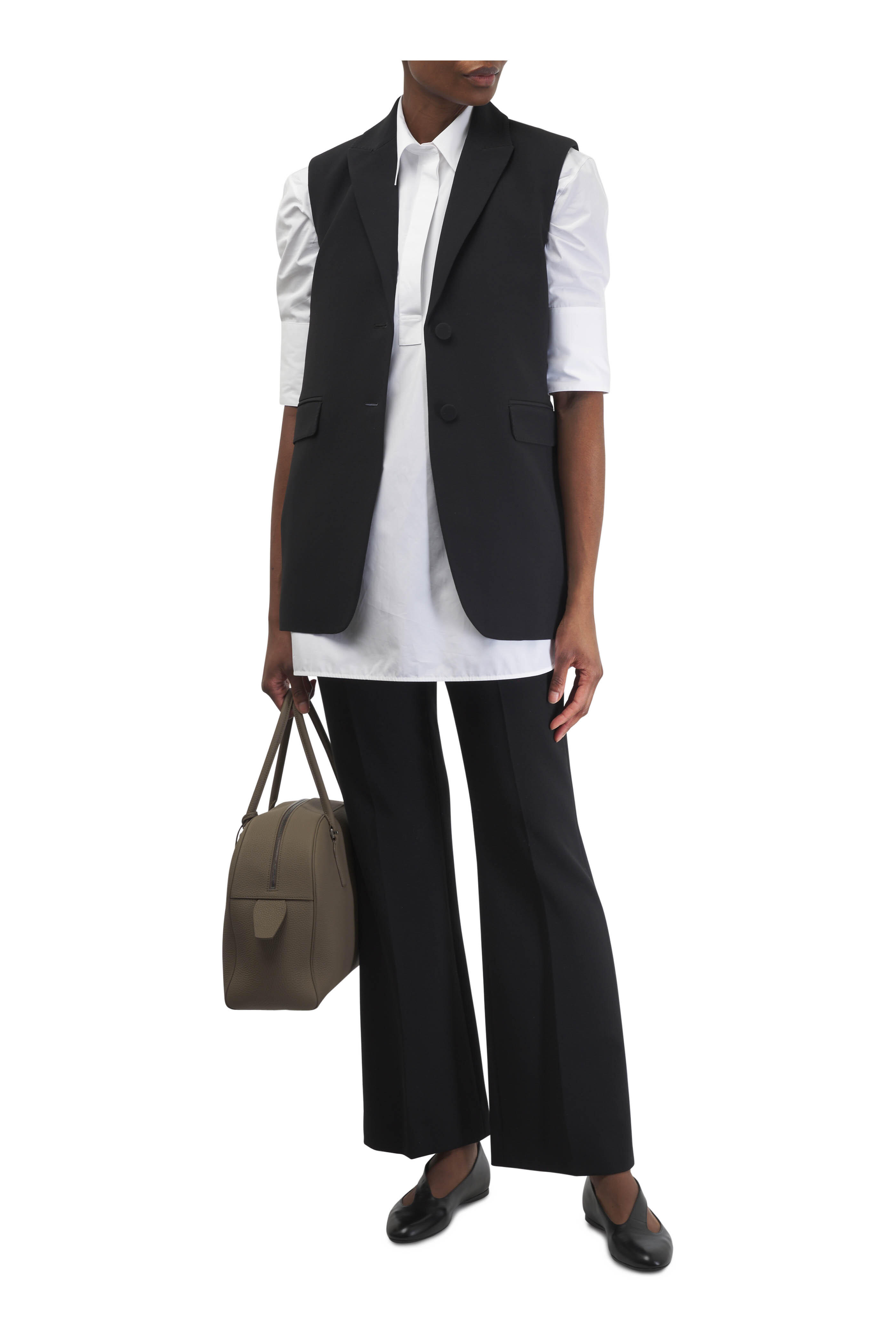 Vince - Black Mid-Rise Tailored Flare Pant