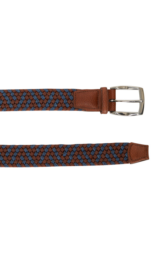 Torino - Brown & Navy Leather Braided Belt