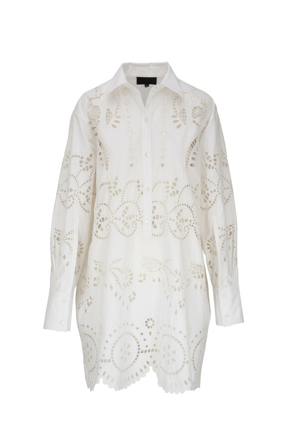Nili Lotan - Mathilde White Embroidered Poplin Dress 