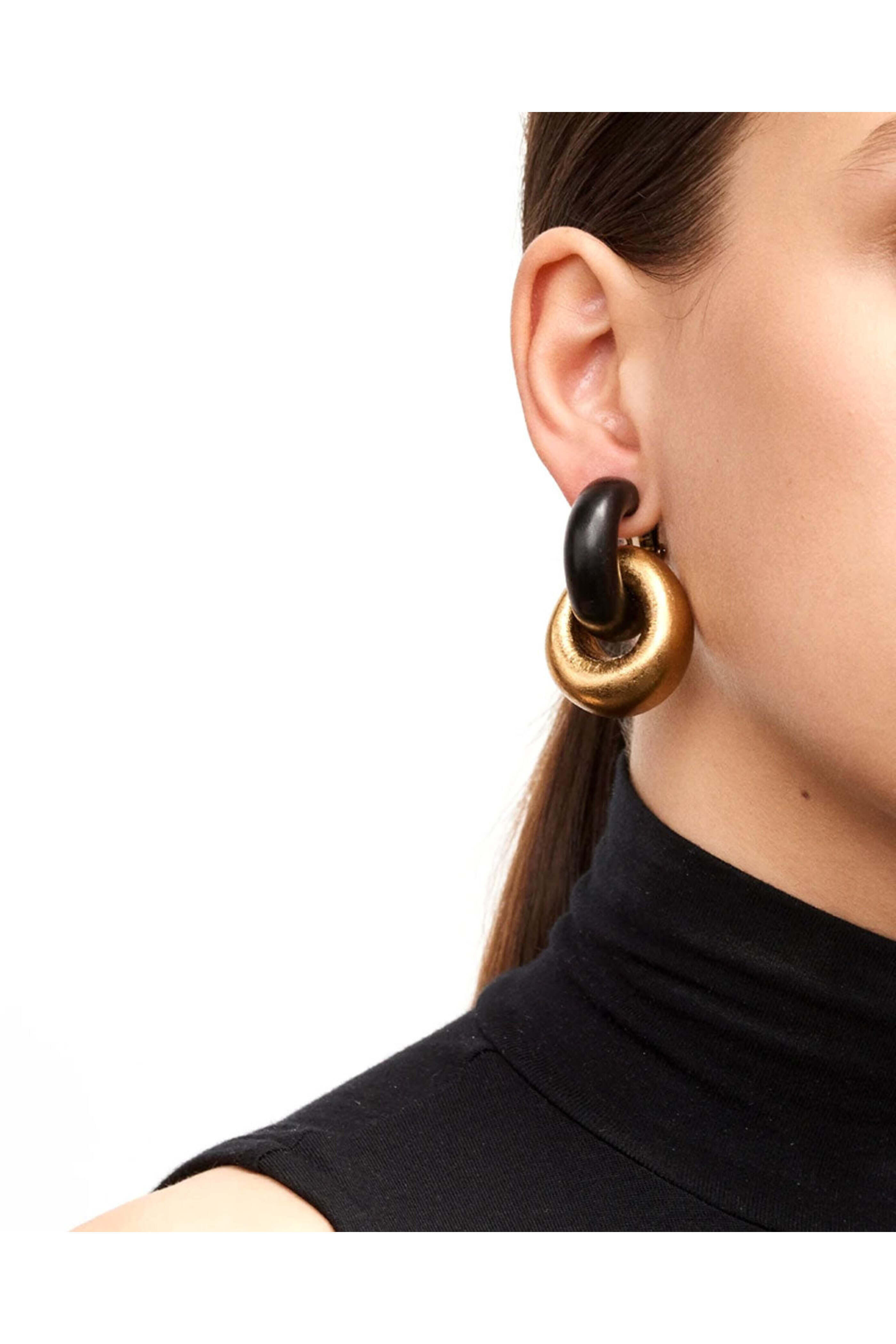 Monies - Ebony and Gold Foil Havana Chain Earrings