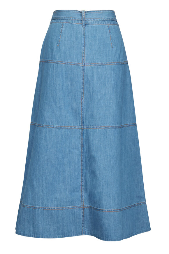 Tanya Taylor Hudley Denim Tie Midi Skirt - view 2