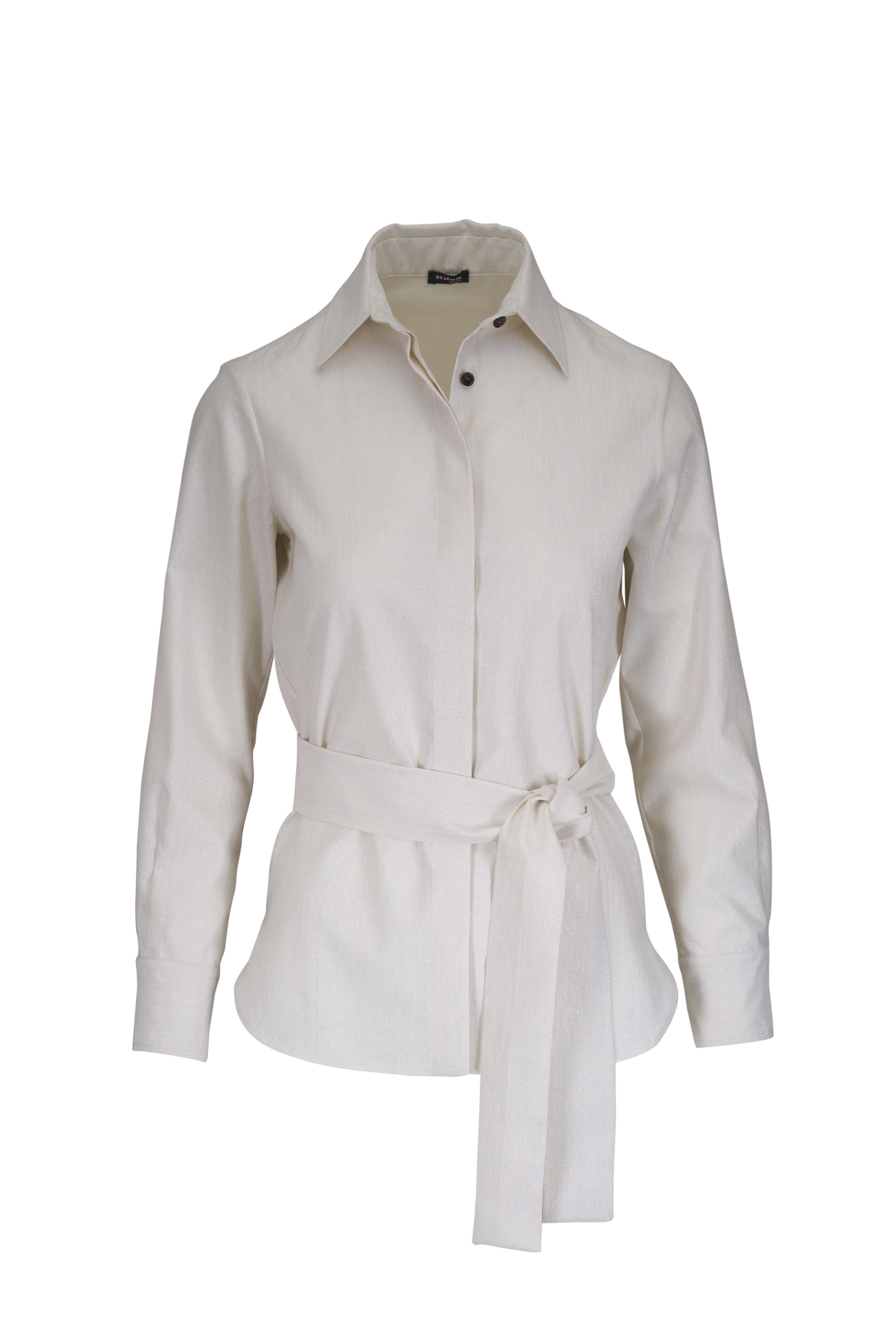 Kiton - Cream Wool Lurex Sheen Blouse