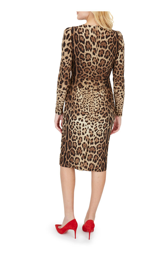 Dolce & Gabbana - Leopard Print Long Sleeve Fitted Dress