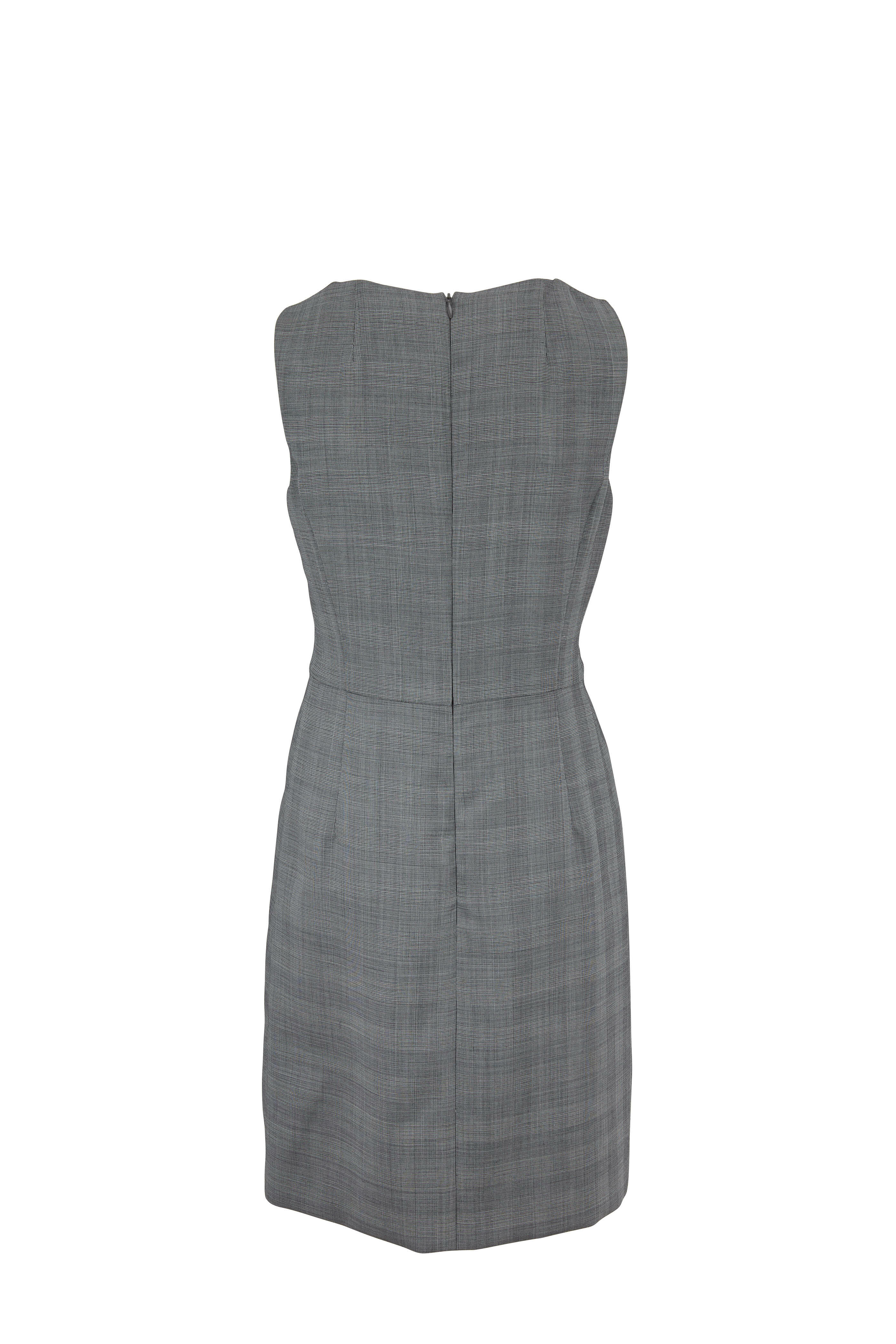 Akris - Black & Swan Glen Plaid Sleeveless Dress