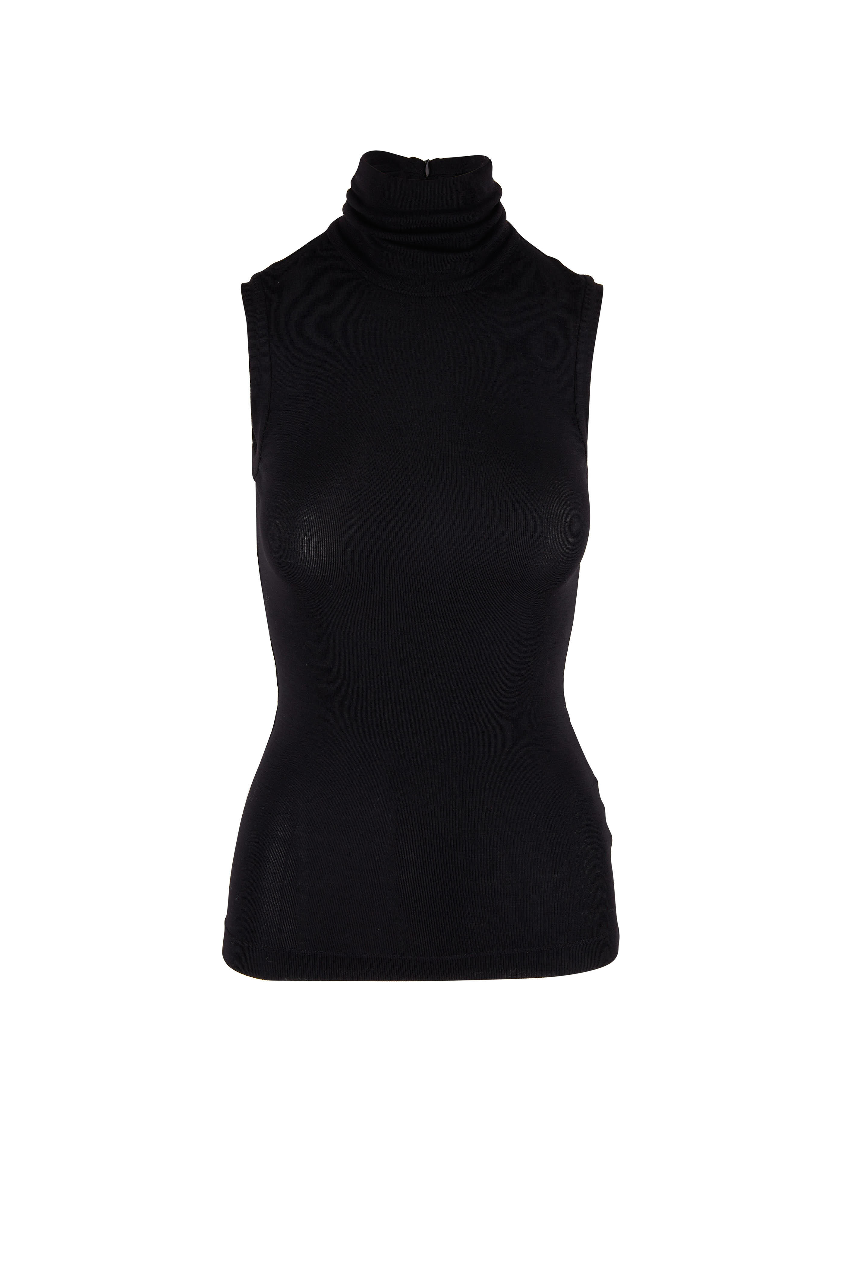 Brunello Cucinelli - Black Stretch Wool Sleeveless Turtleneck