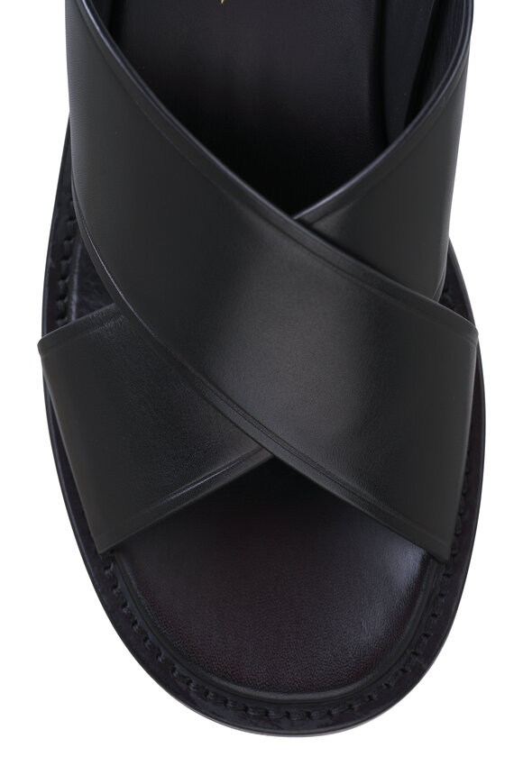 Prada - Crisscross Slingback Black Leather Sandal, 45mm