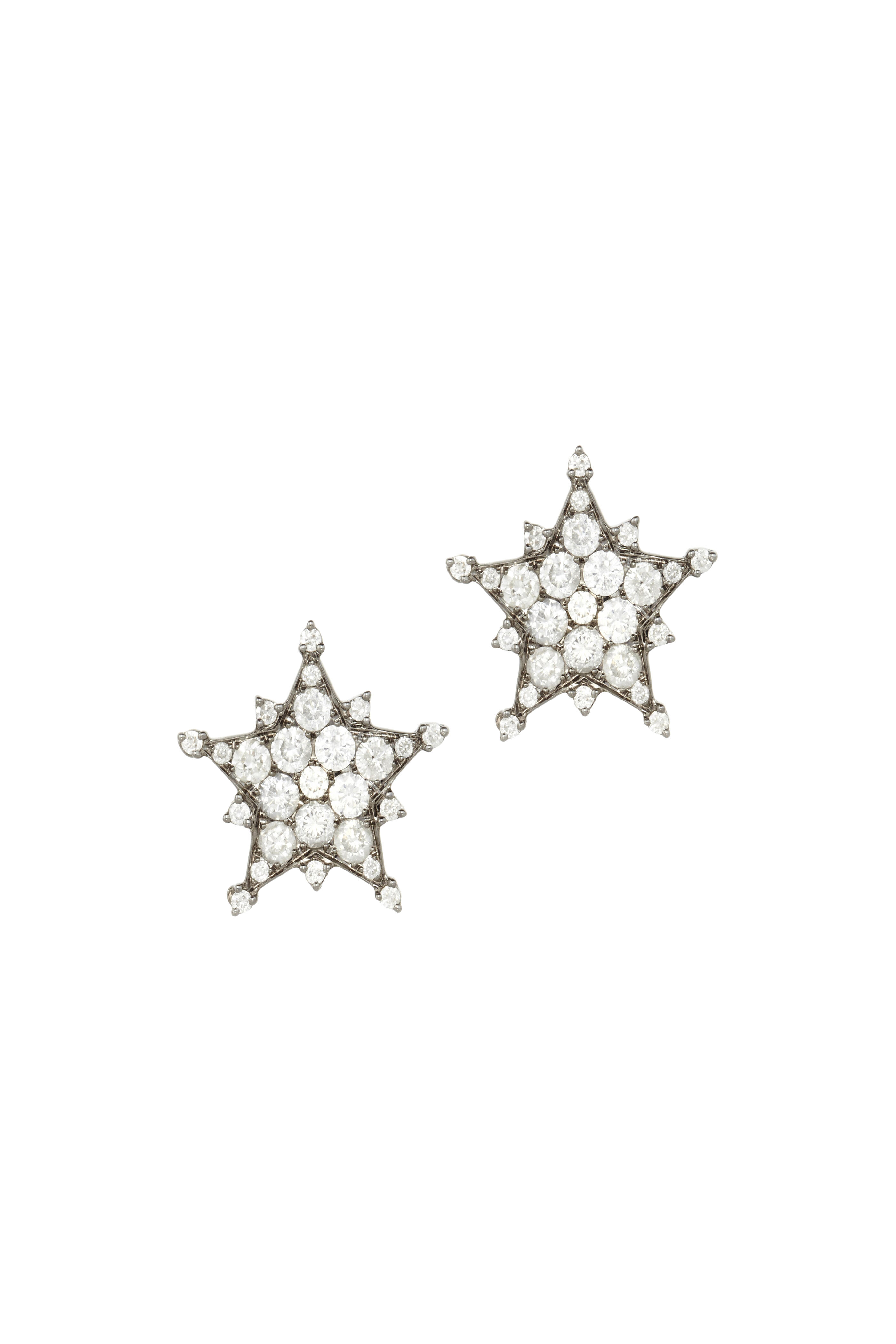 Nam Cho - White Gold White Diamond Star Earrings