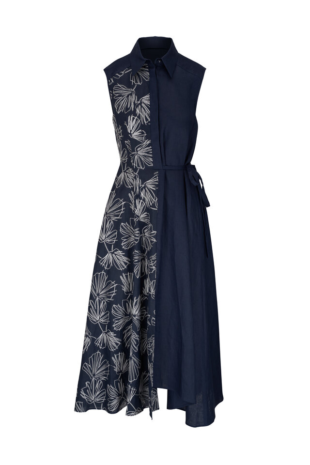 Talbot Runhof - Blue Floral Jacquard Mini Dress
