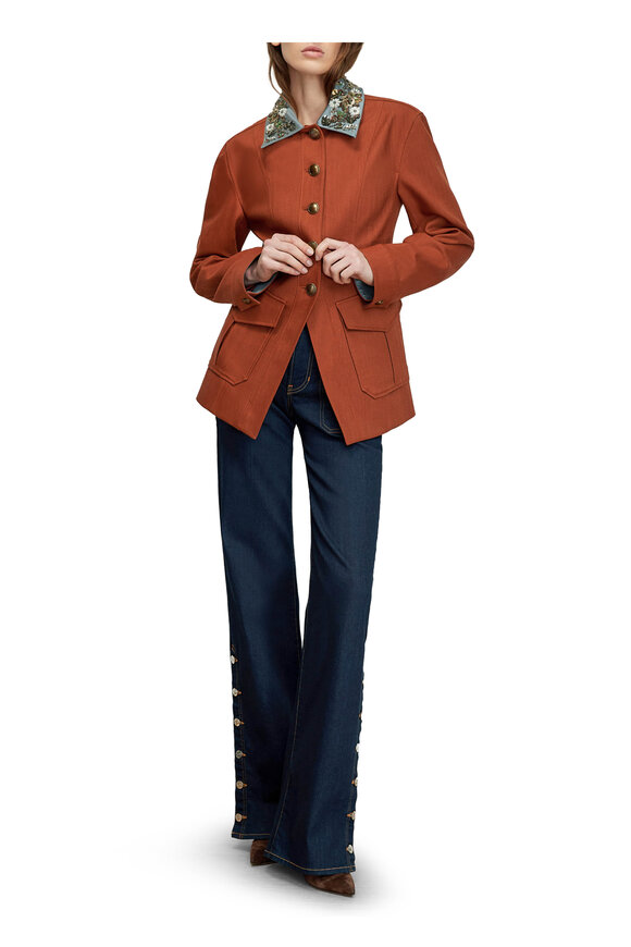 Veronica Beard Laramie Rust Beaded Collar Tailored Dickey Jacket - view 2