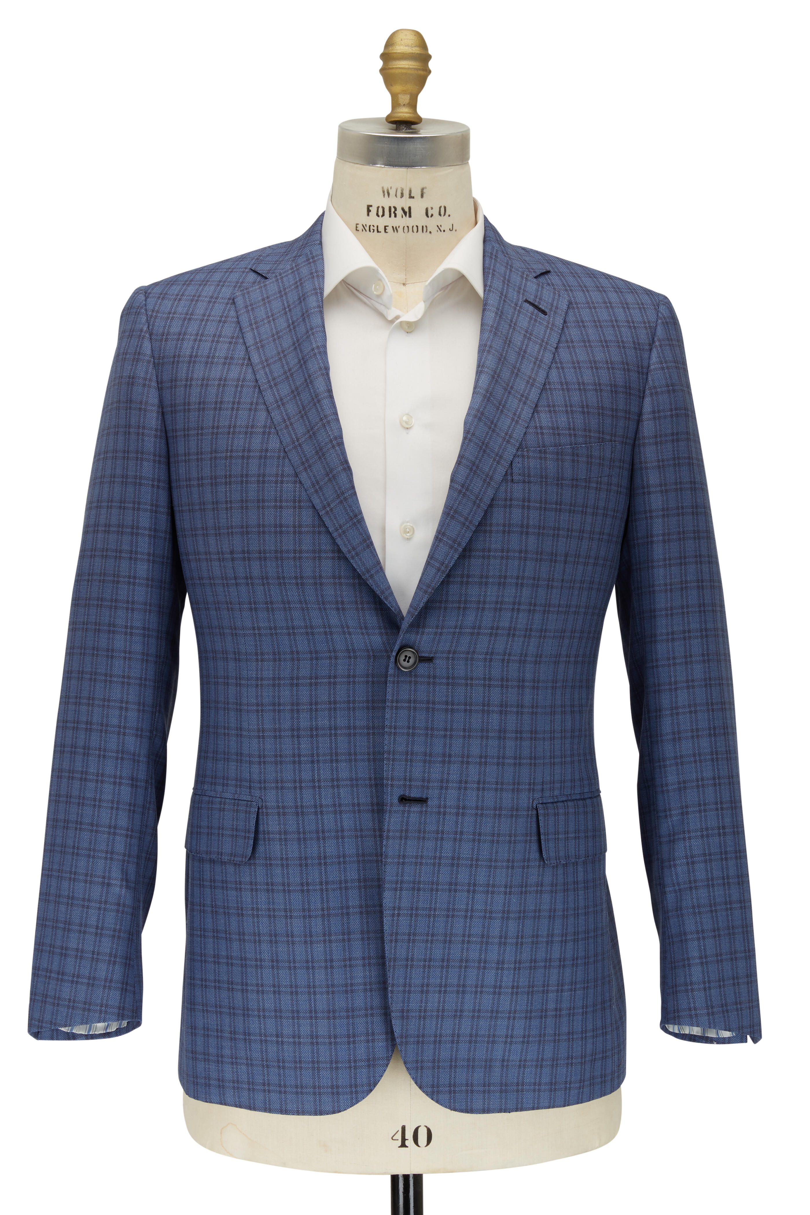 Brioni - Blue Large Check Wool & Silk Sportcoat