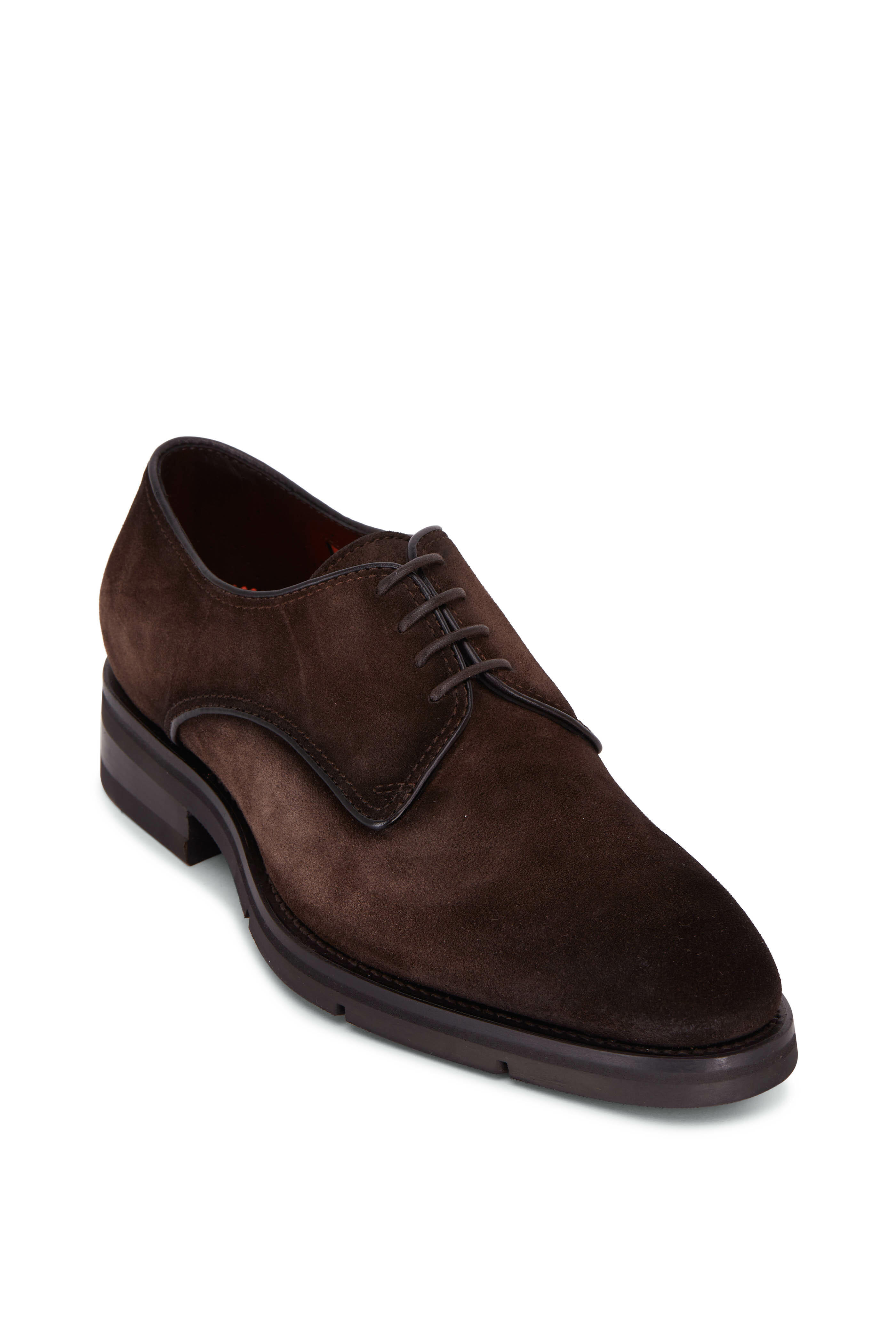 santoni - erion dark brown suede dress shoe | mitchell stores