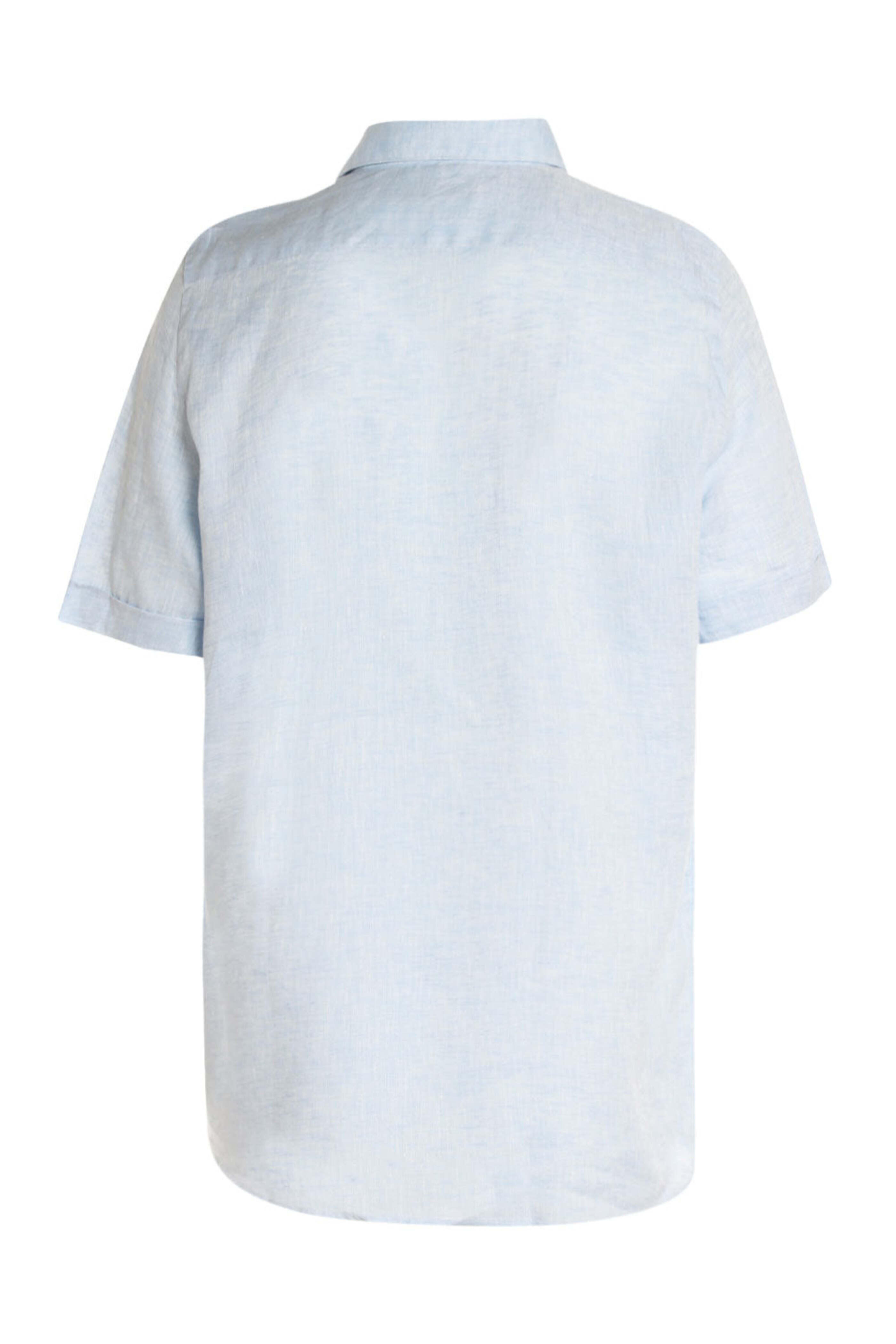 Zegna - Heathered Blue Linen Short Sleeve Sportshirt