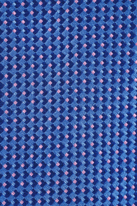 Eton Light Blue Semi Solid Woven Silk Tie - view 2
