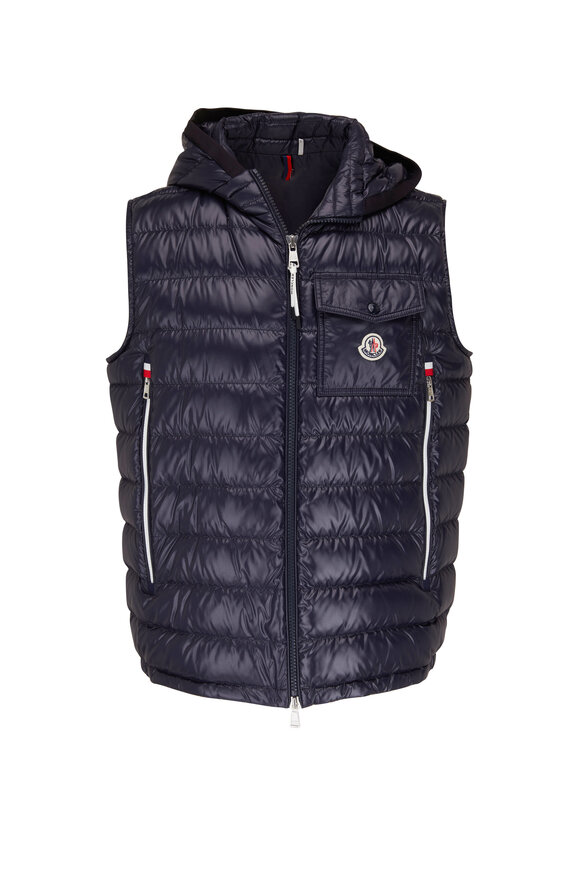 Moncler - Navy Hooded Down Vest 