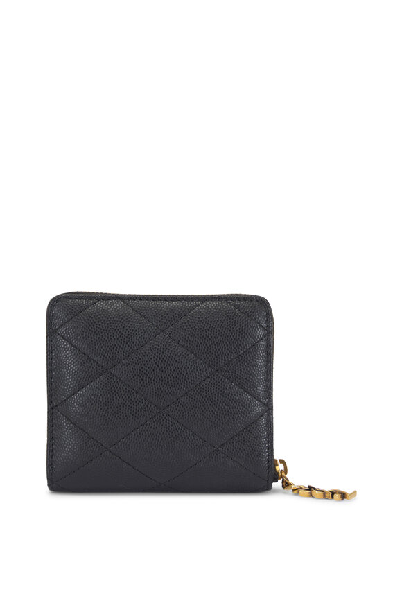 Saint Laurent Black Cassandre Quilted Compact Zip Wallet - view 2