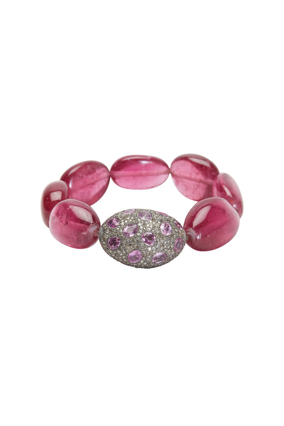 Loren Jewels - Silver Pink Sapphire & Pavé-Set Diamond Bracelet