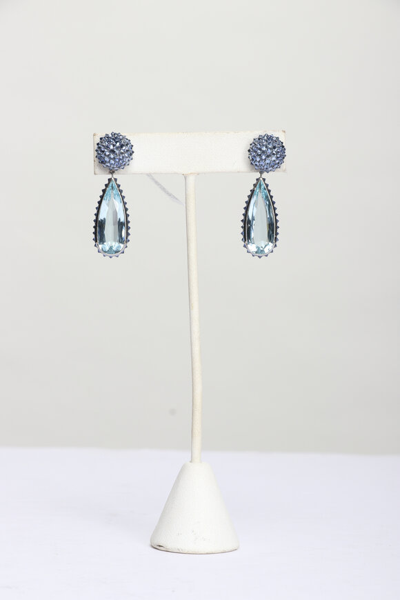 Nam Cho 18k Blue Sapphire Aquamarine Detachable Earrings