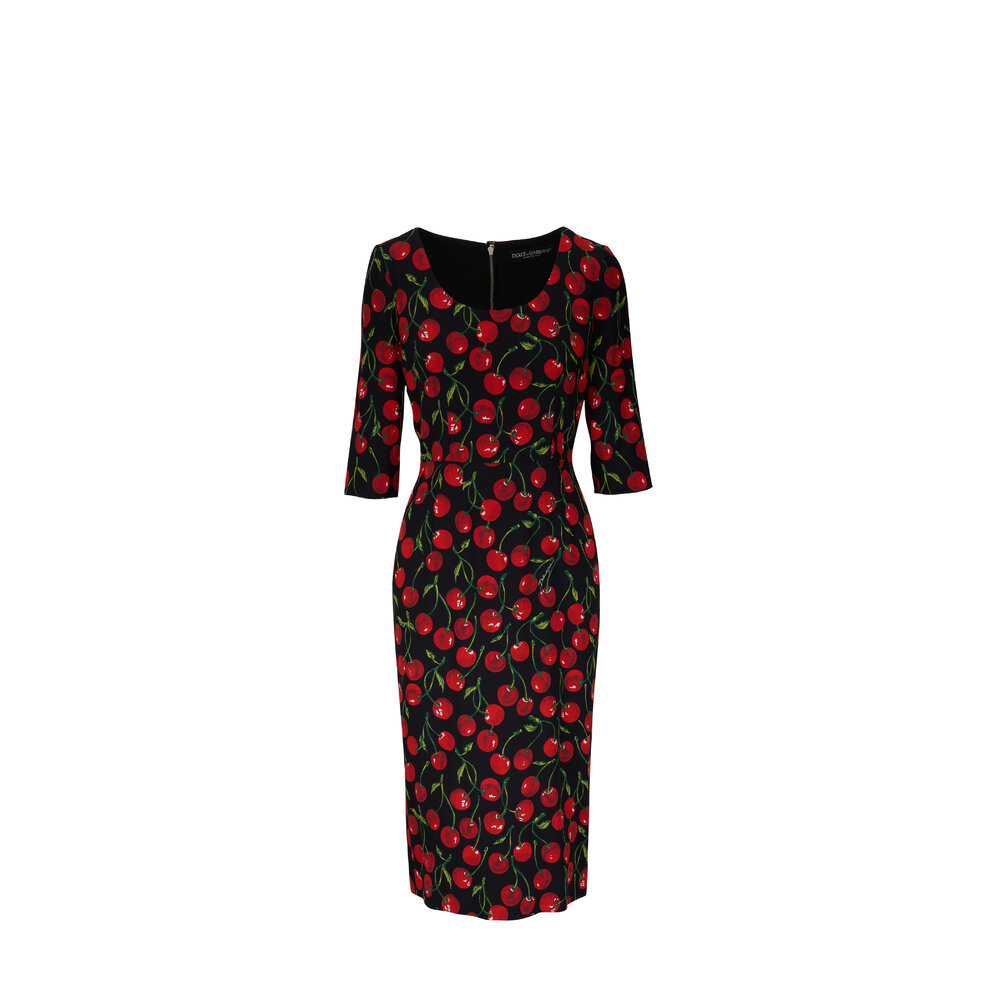Dolce & Gabbana シャルムーズブルーベルプリント ミディドレス Dolce & Gabbana - Multicolor Blue Bell Print Charmeuse Midi