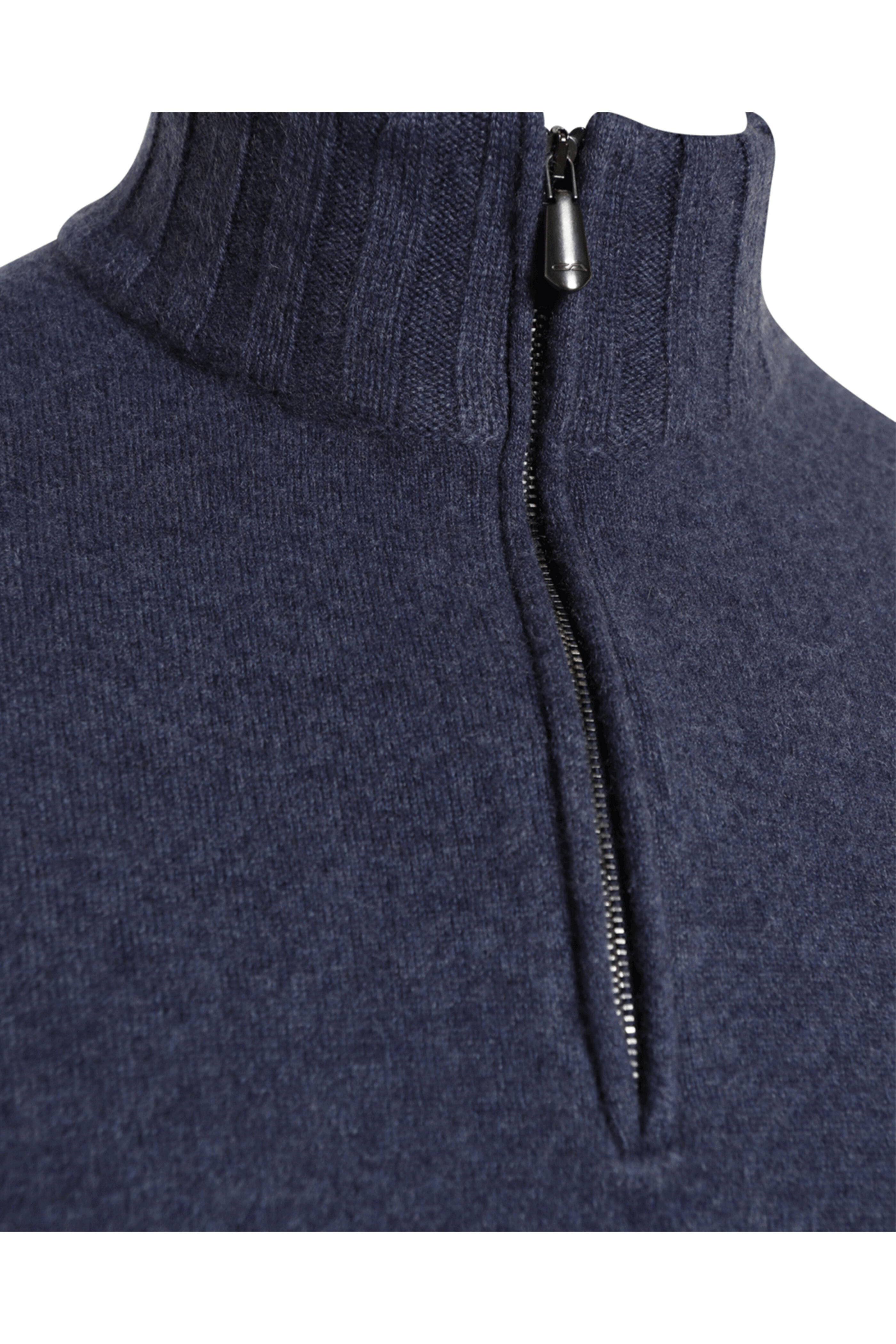 Cesare Attolini - Blue Cashmere Quarter Zip Sweater