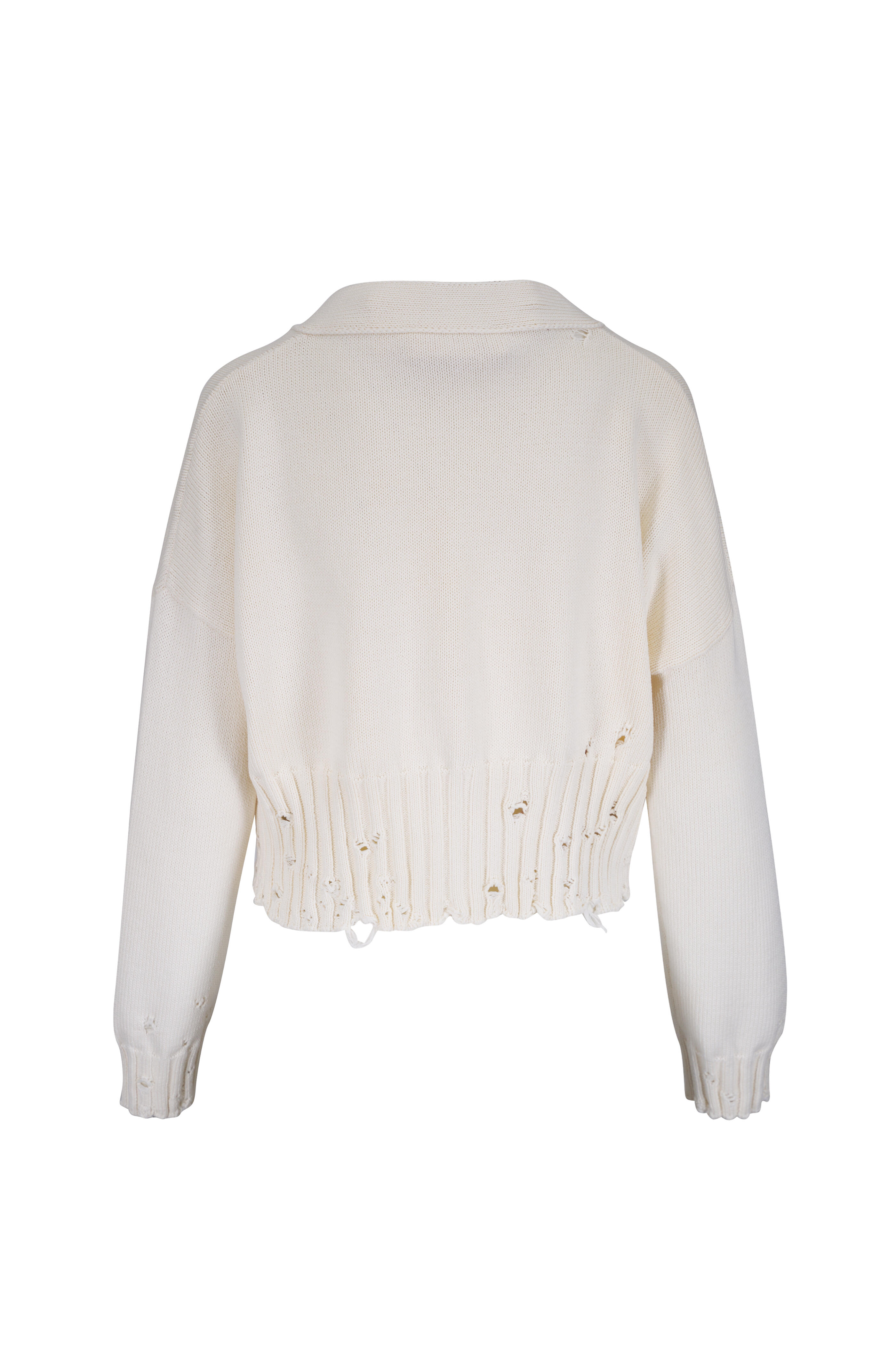 Marni - Dishevelled White Cotton Cropped Cardigan