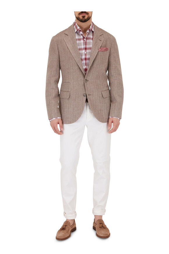 Brunello Cucinelli - Dark Tan & Bone Herringbone Sportcoat